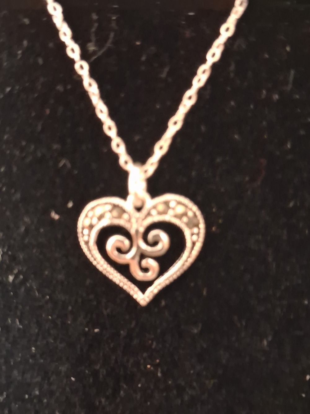 Sterling Silver Heart Scroll Pendant Necklace - Silver